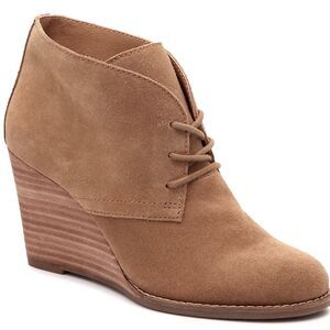 Lucky Brand Yamene taupe Wedge leather lace up bootie size 6.5